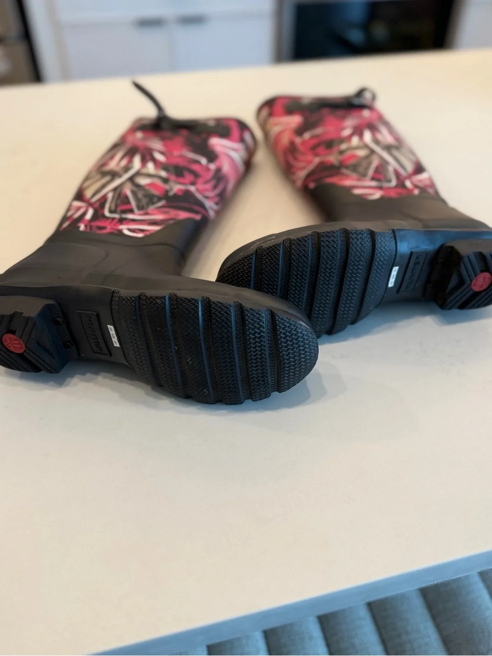Hunter Black & Pink Tropical Tall Rain Boots